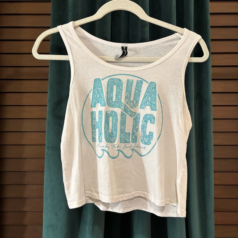 Hot Miami Styles White Tank Top with Aqua Print